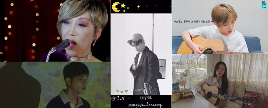 뷔 자작곡을 커버하고 있는 유명인들